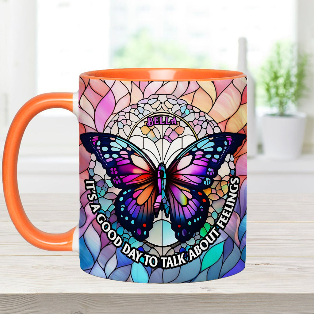 Heute ist ein guter Tag, um über Gefühle zu sprechen – personalisierte Tasse