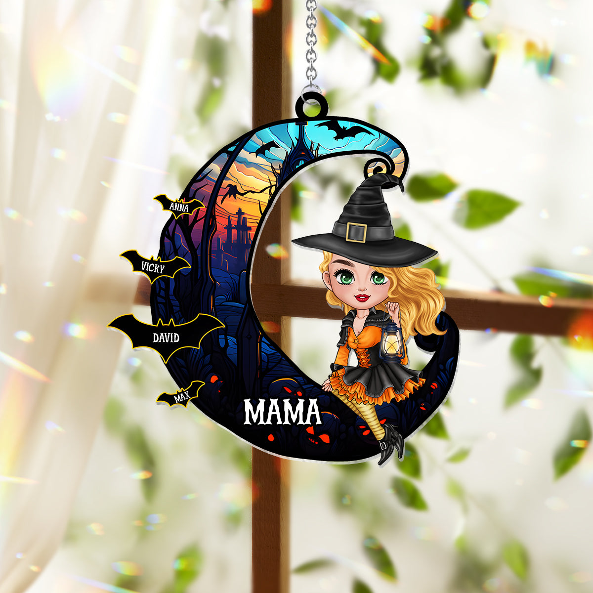 Spooky Mom - Personalized Mother Window Hanging Suncatcher Ornament