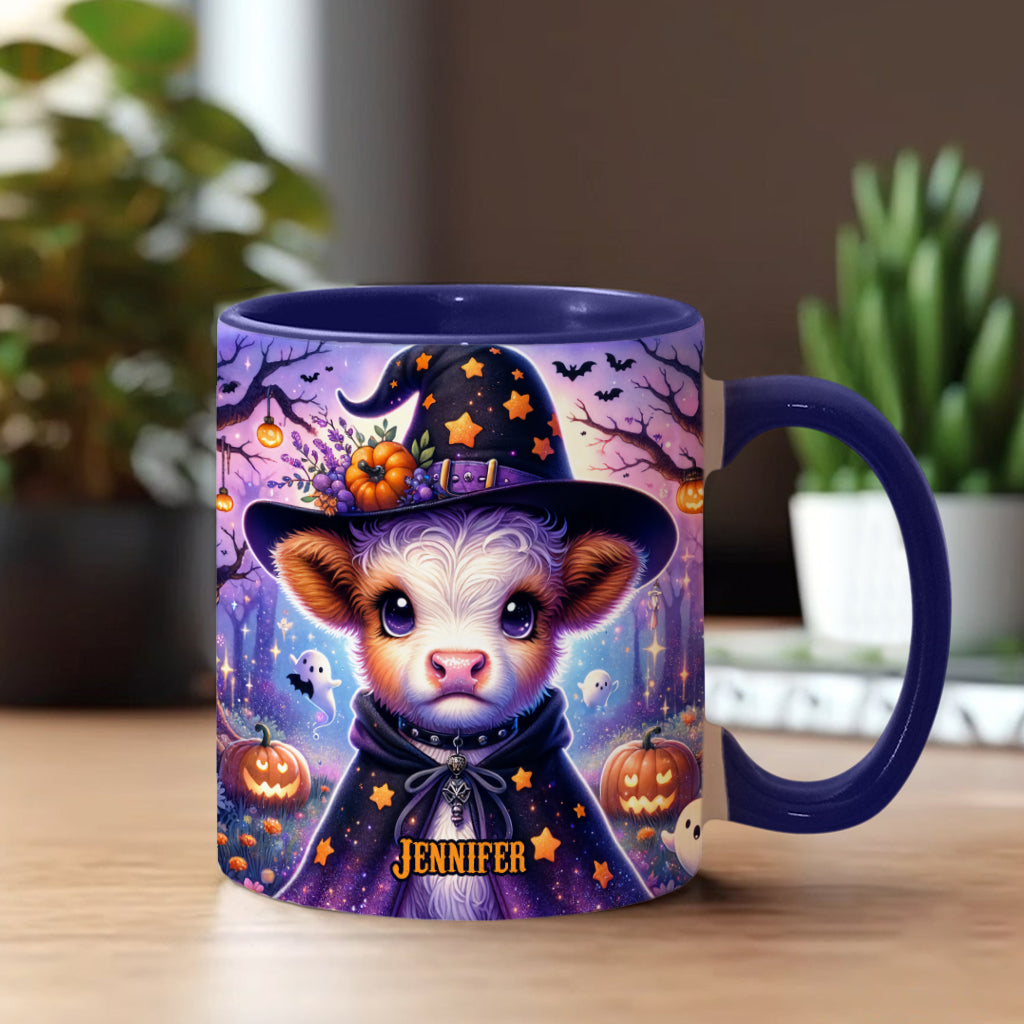 Baby Highland Cow Witch Halloween - Personalized Accent Mug