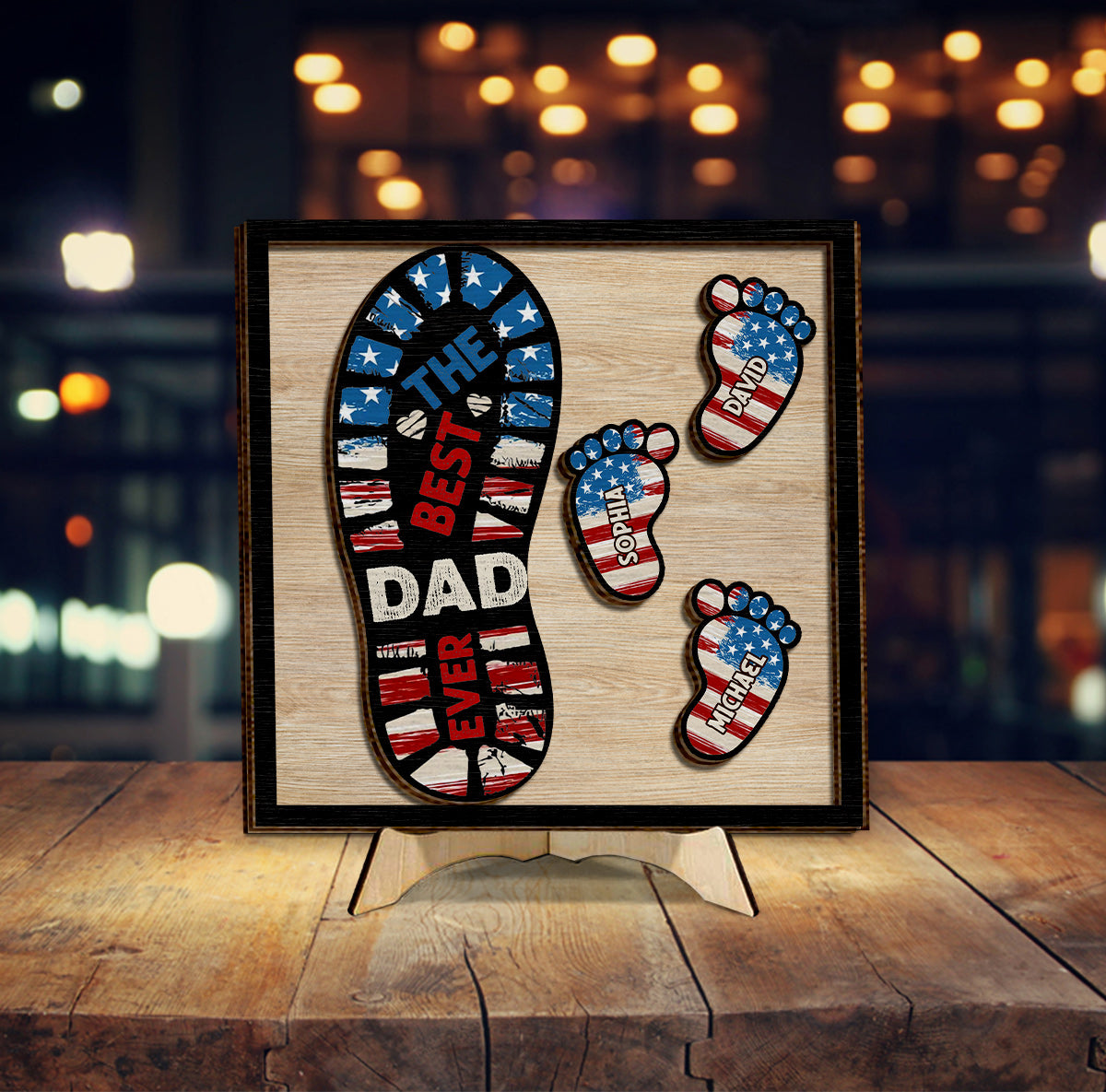 The Best Dad/ Grandpa... Ever - Personalized Father 2 Layered Wood Sign / Wood Plaque