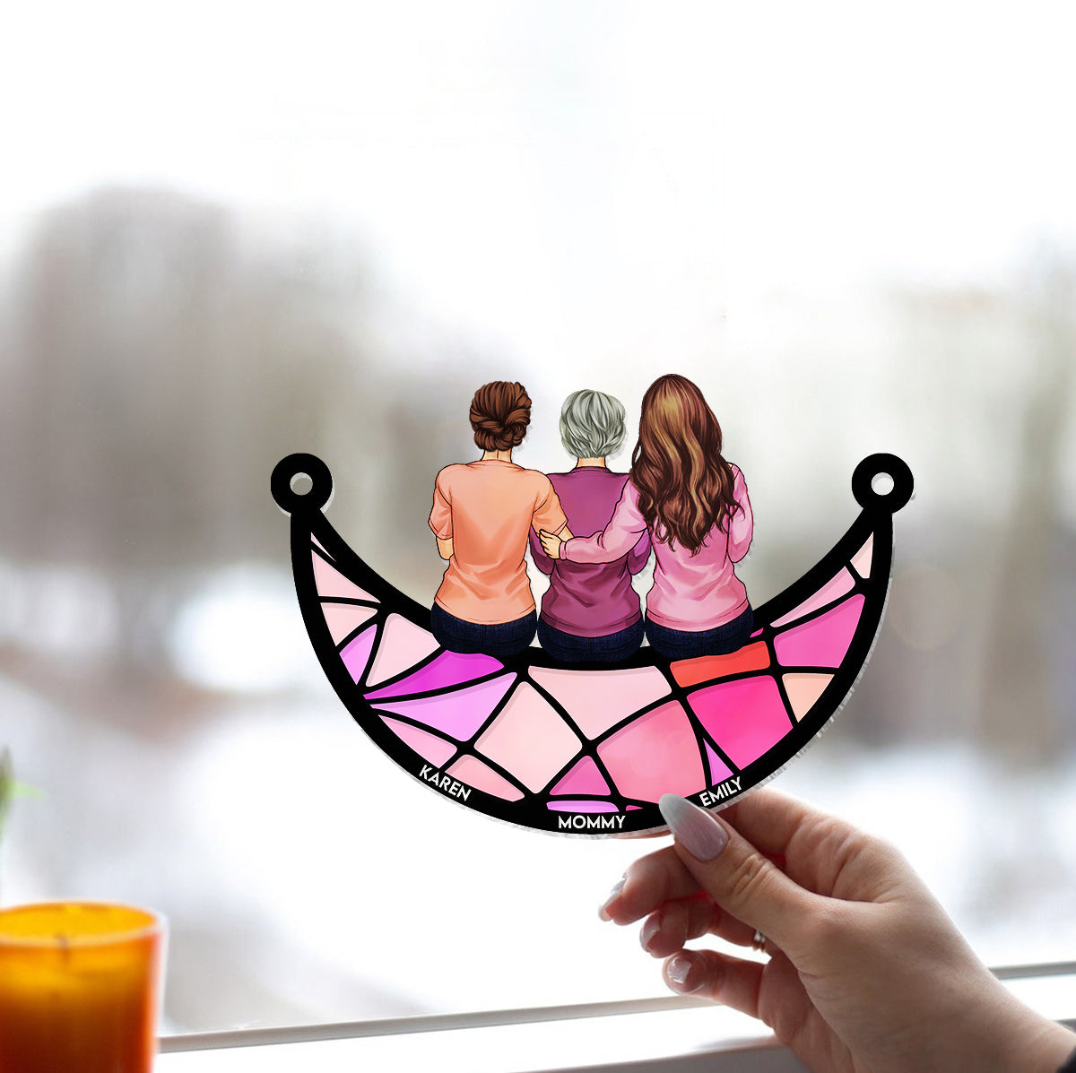 I Love You Mom - Personalized Mother Window Hanging Suncatcher Ornament