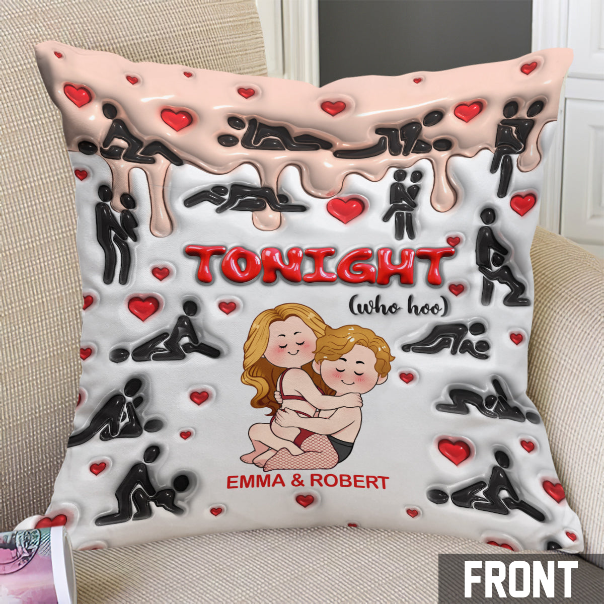 Tonight Who Hoo - Personalized Couple Throw Pillow