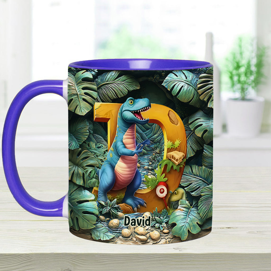 Mug personnalisé pour enfant avec lettre dinosaure
