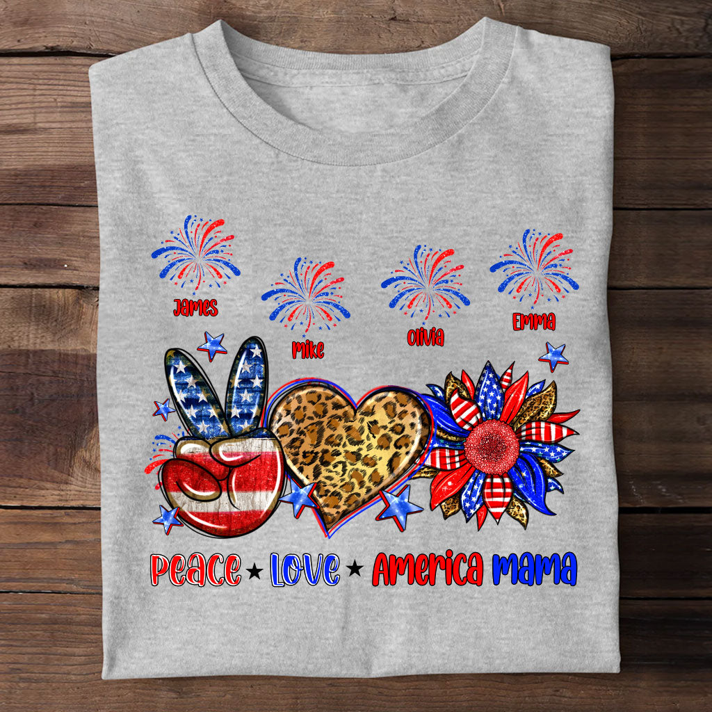 Peace Love American Nana Mama Any Title - Personalized Mother T-shirt And Hoodie