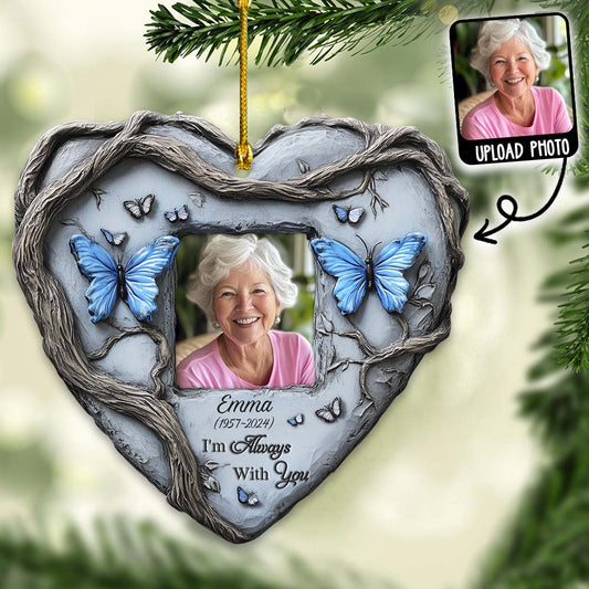 In Loving Memory Blue Butterfly - Personalized Memorial Custom Shaped Ornament