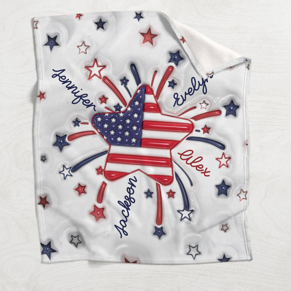 Grandma's Little Star 4th Of July - Personalized Grandma Blanket