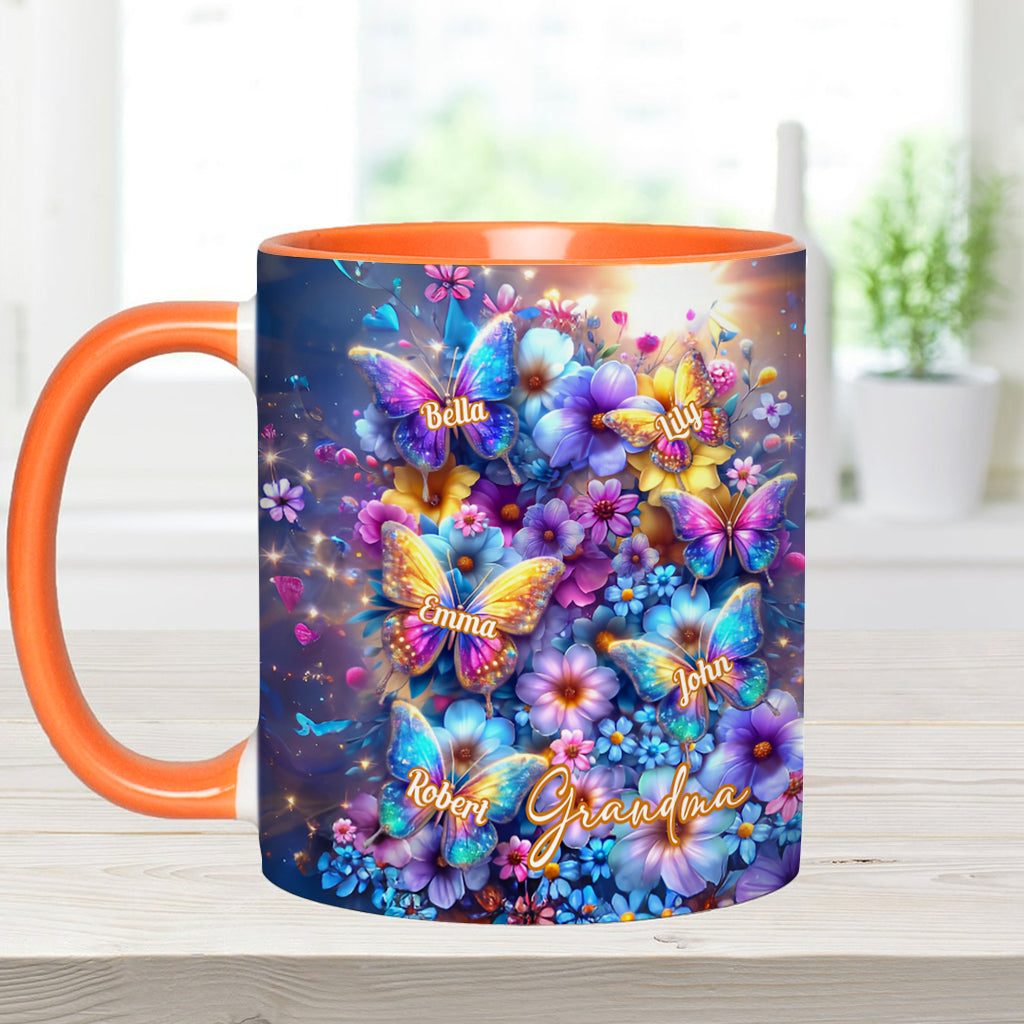 Love Being Called Grandma Colorful Butterfly - Personalized Grandma Accent Mug