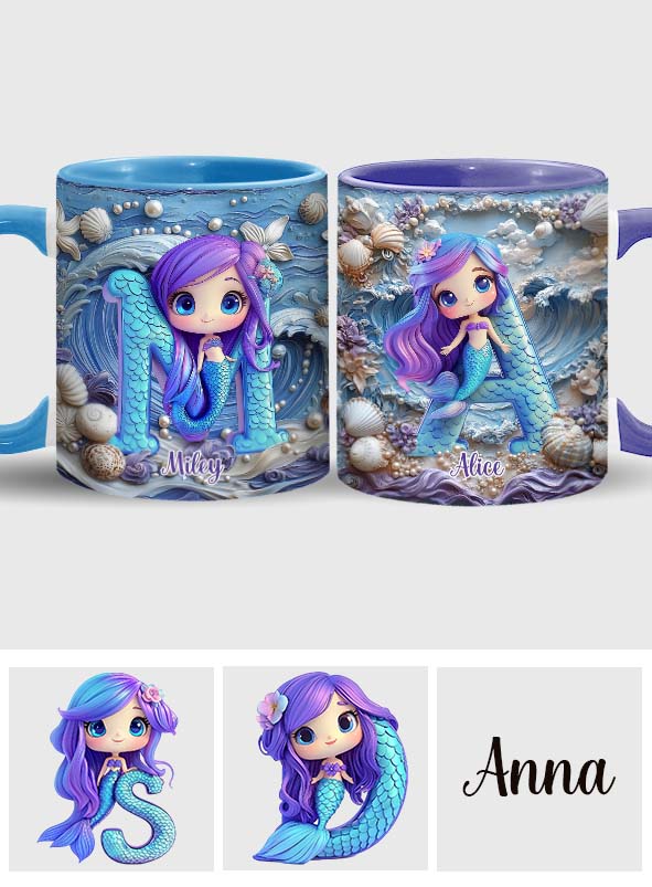 Mug personnalisé pour enfant avec une magnifique lettre sirène