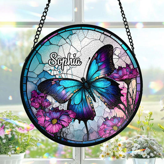 Wunderschöner Schmetterling – Personalisierter Schmetterlings-Glas-Sonnenfänger