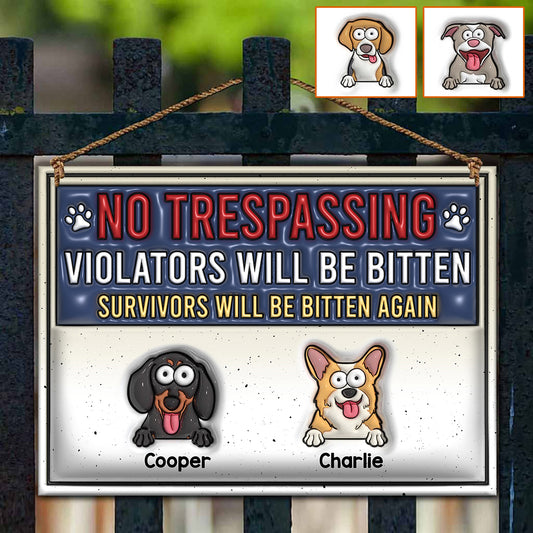 No Trespassing Are you Bulletproof Or Just Stupid - Personalized Dog Rectangle Metal Sign