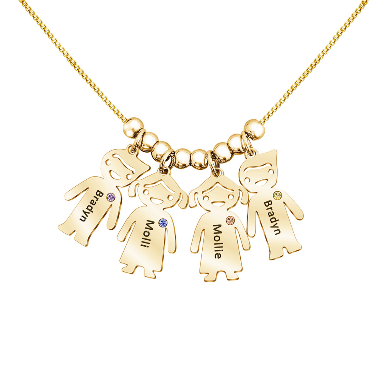 Necklace With Kids Charms Custom Birthstone - Personalized Mother Necklace With Kids Charms