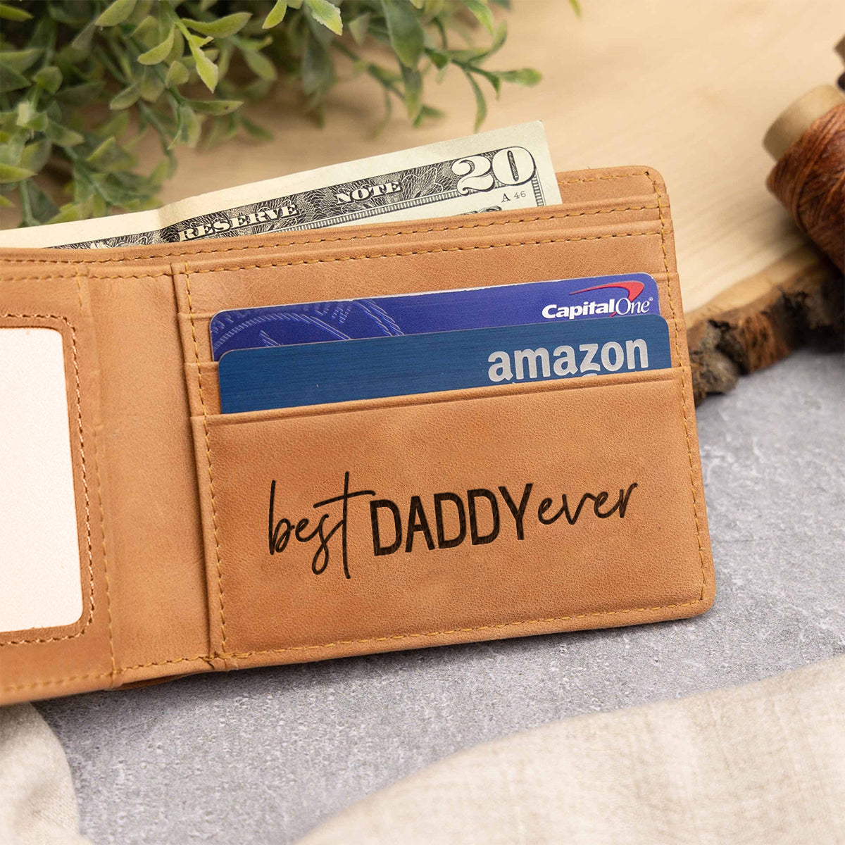 Best Dad Ever - Personalized Father Leather Wallet