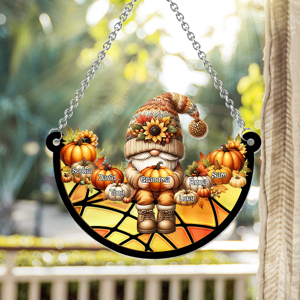 Grandma Life Fall Vibes - Personalized Grandma Window Hanging Suncatcher Ornament