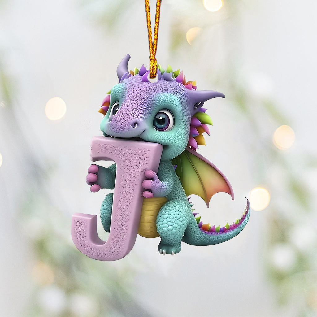 Ornement lettre dragon mignon - Ornement dragon personnalisé