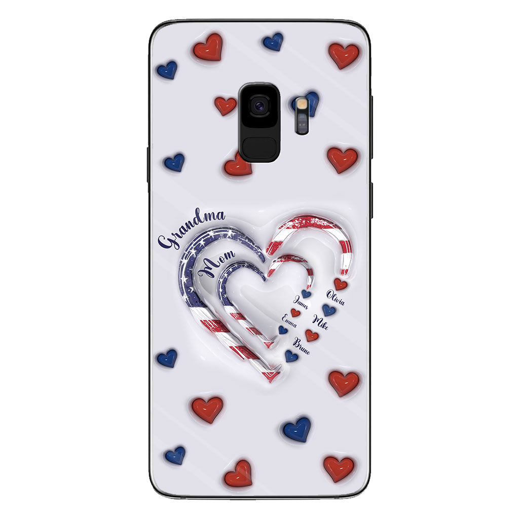 4th Of July Grandma's Hearts - Personalized Grandma Phone Case