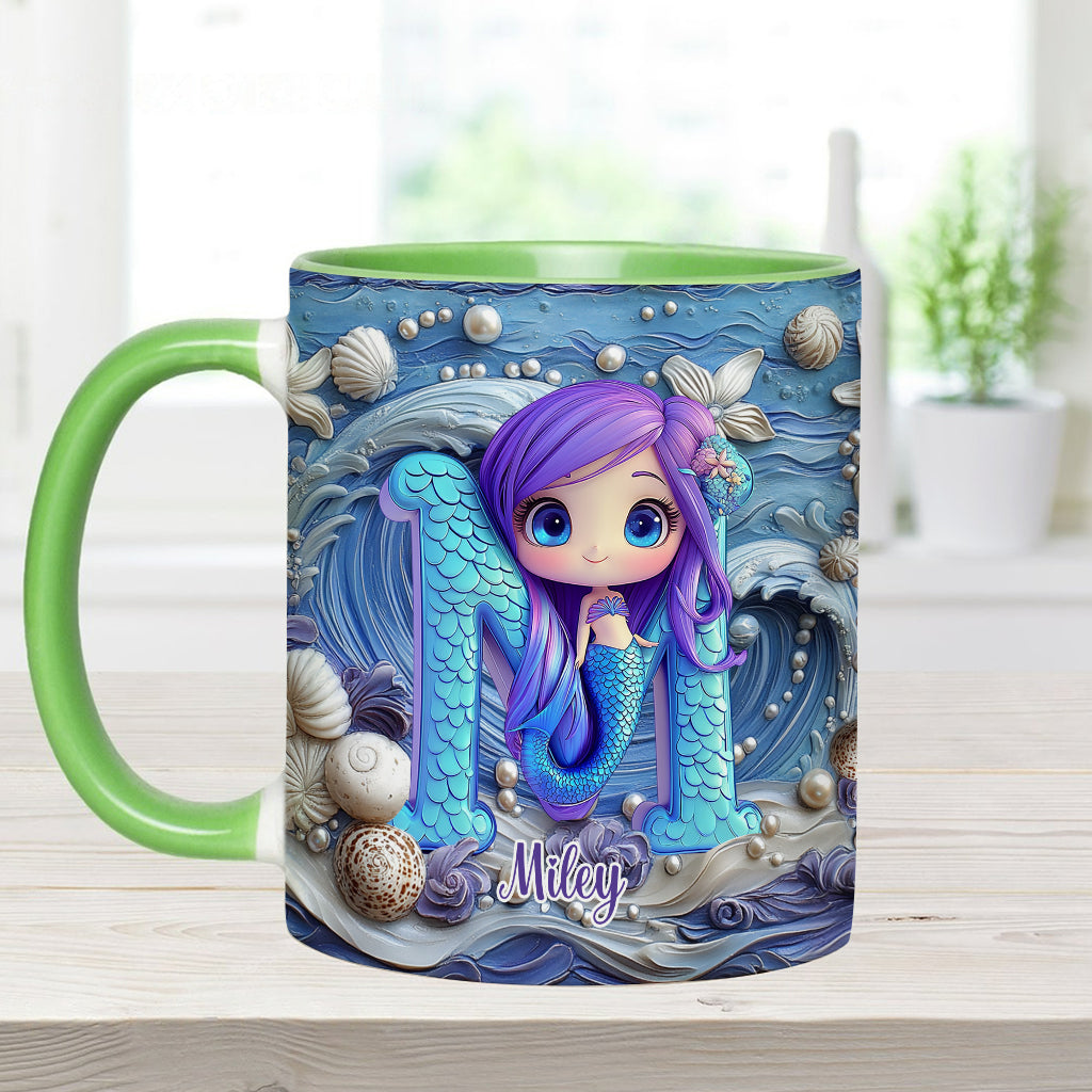 Mug personnalisé pour enfant avec une magnifique lettre sirène