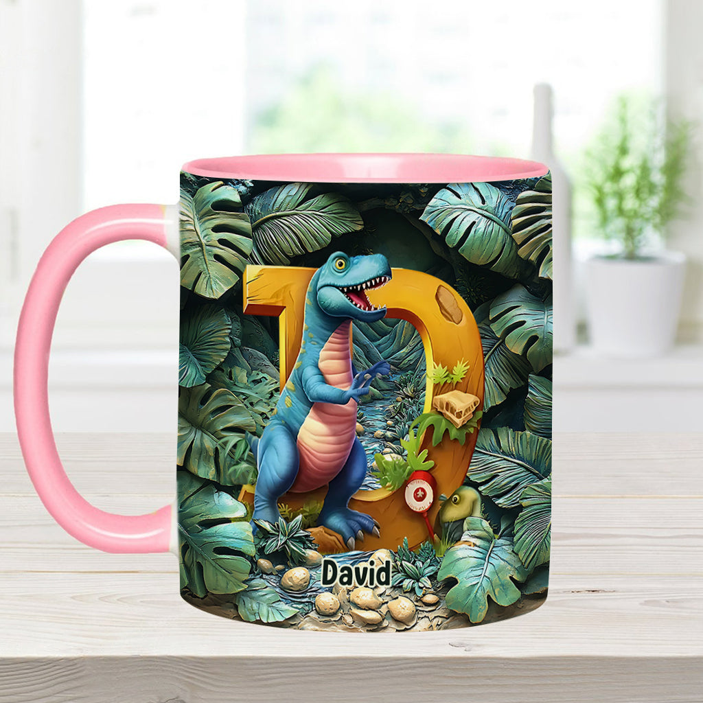 Mug personnalisé pour enfant avec lettre dinosaure