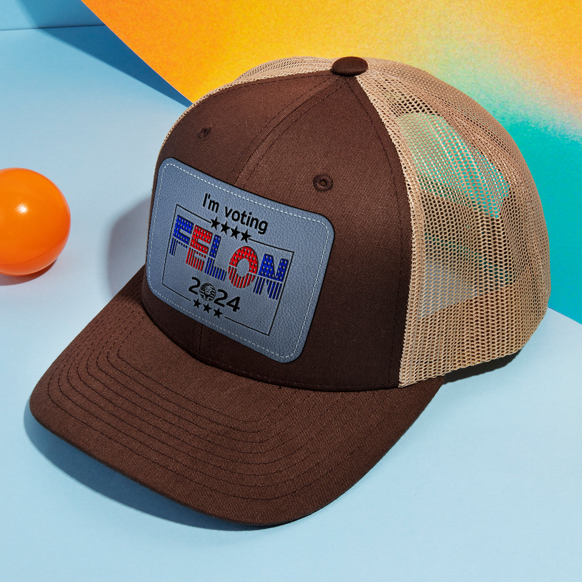 Je vote criminel - Chapeau à écusson en cuir personnalisé