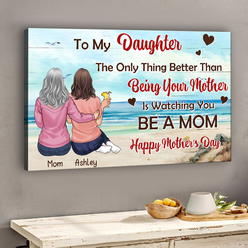 To My Daughter Vintage Tropical Sunset - Personalized Daughter Canvas And Poster