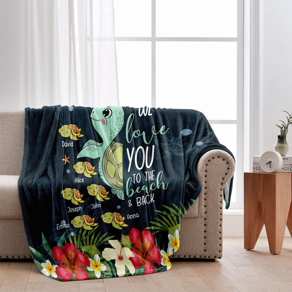 We Love You To The Beach And Back - Personalized Grandma Blanket
