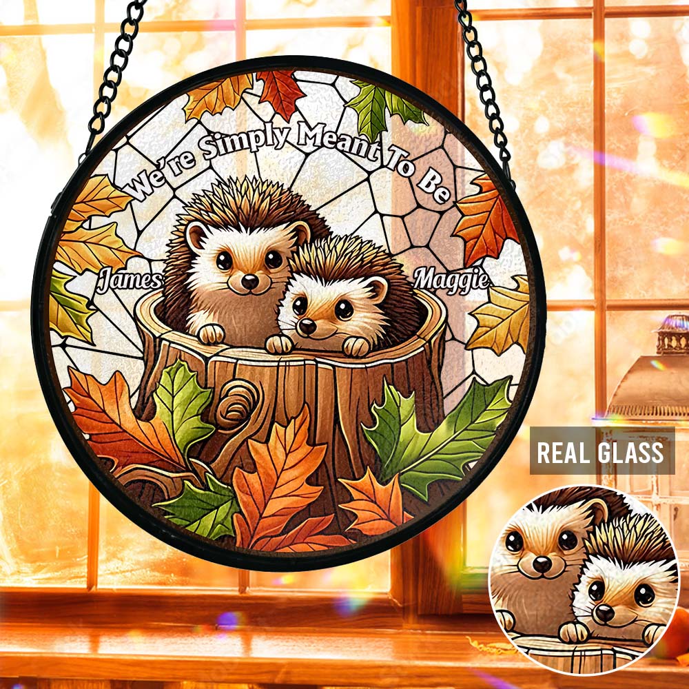 We're Simply Meant To Be - Personalized Couple Stained Glass Suncatcher