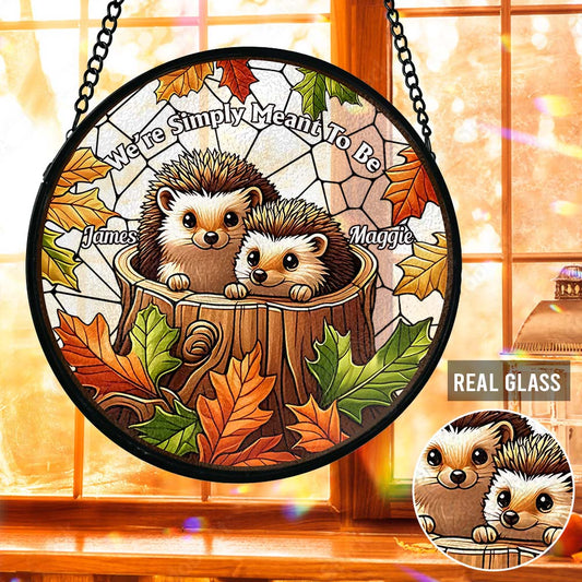 We're Simply Meant To Be - Personalized Couple Stained Glass Suncatcher