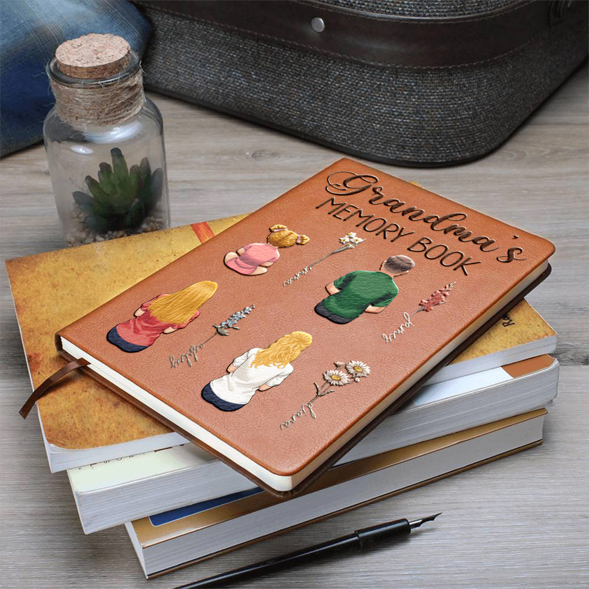 Grandma's Memory Book - Personalized Grandma Leather Journal