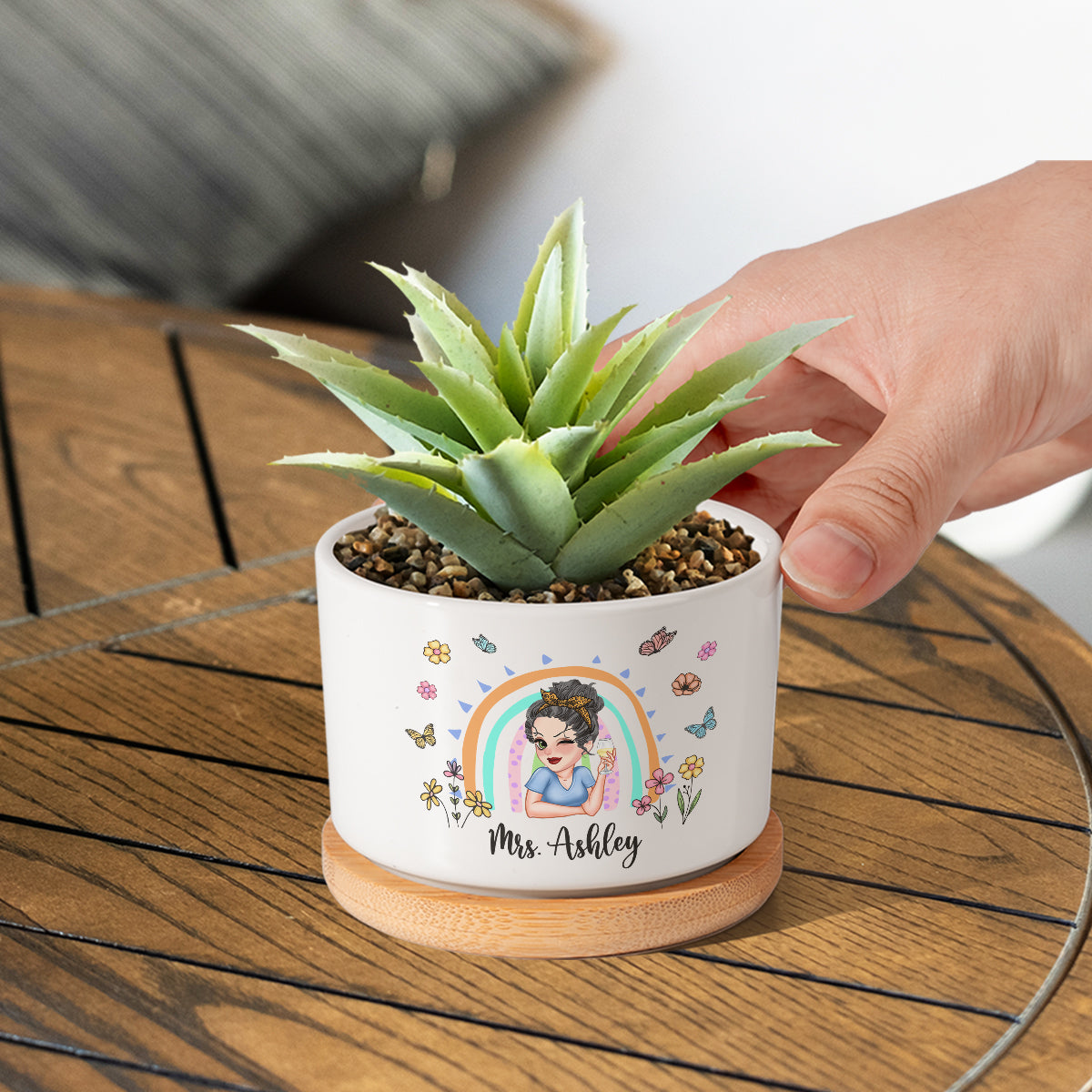 Danke, dass Sie mir beim Wachsen geholfen haben – personalisierter Keramik-Blumentopf für Lehrer