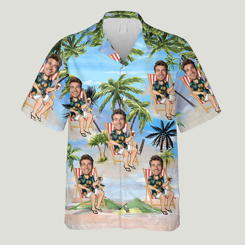 Any Face Palm Tree - Personalized Sea Lover Hawaiian Shirt