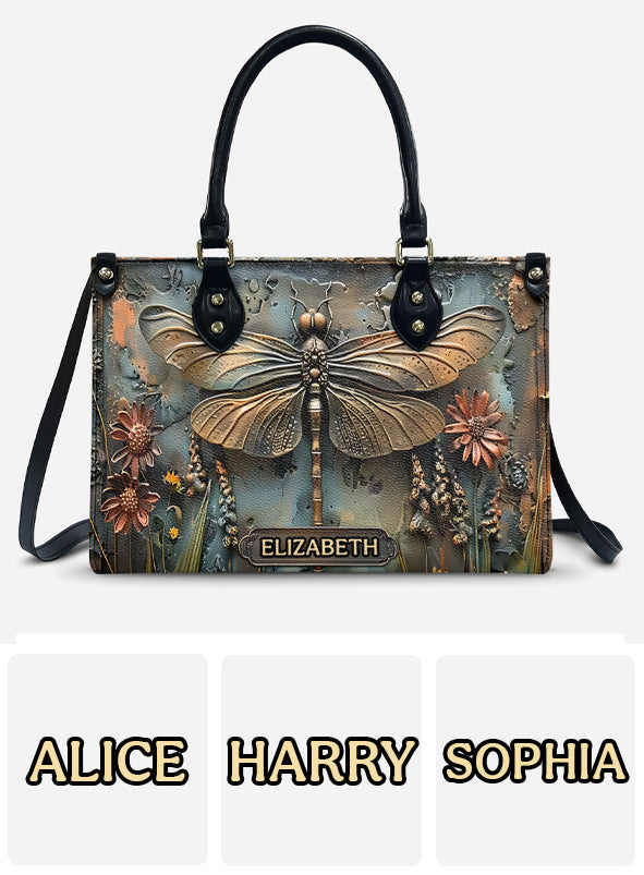 Magnifique sac à main en cuir personnalisé Libellule