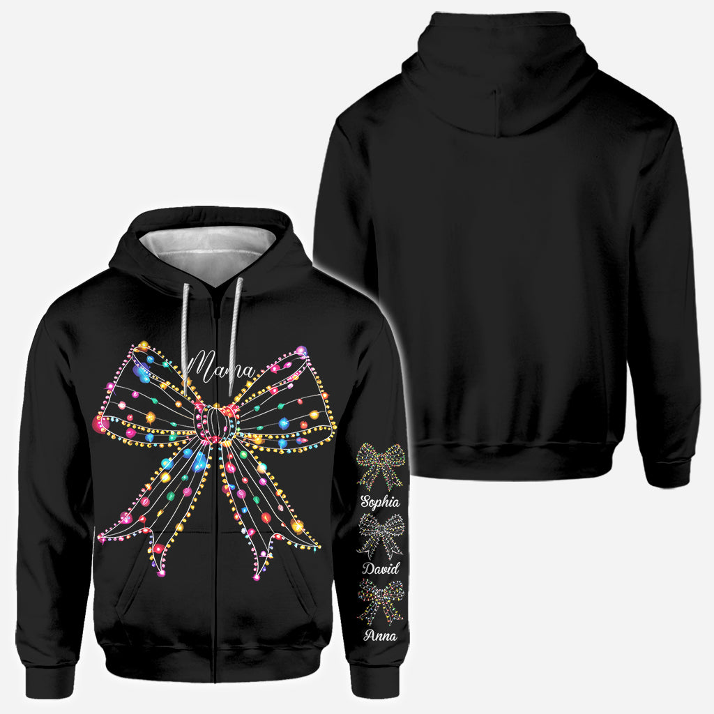 Christmas Light Coquette Bow - Personalized Mother All Over Shirt