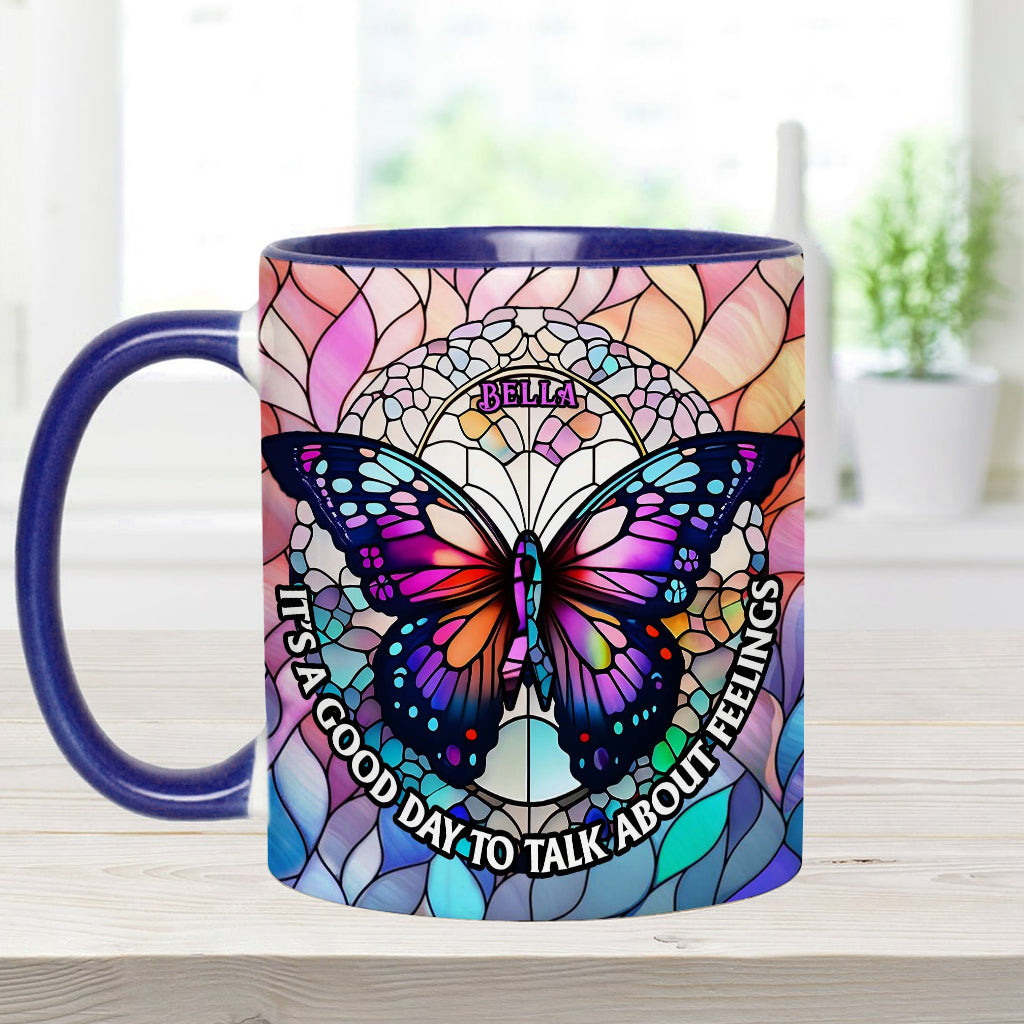 Heute ist ein guter Tag, um über Gefühle zu sprechen – personalisierte Tasse
