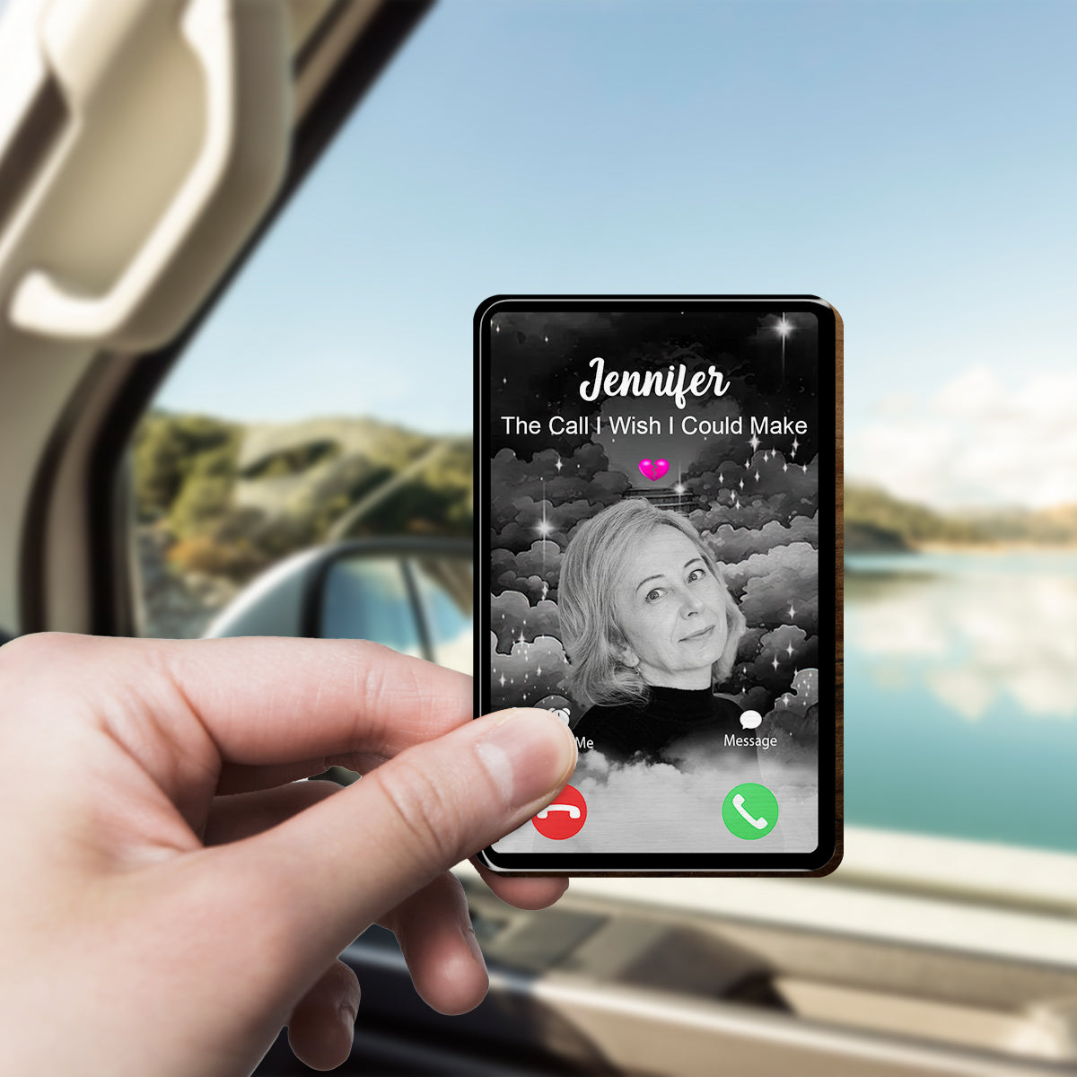 The Call To Heaven - Personalized Memorial Shaped Car Visor Clip