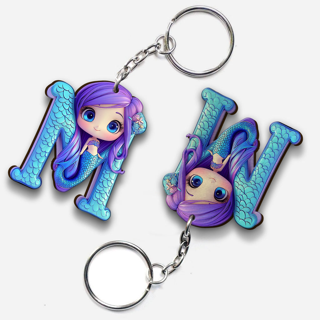 Porte-clés enfant personnalisé avec lettre sirène - Magnifique porte-clés sirène