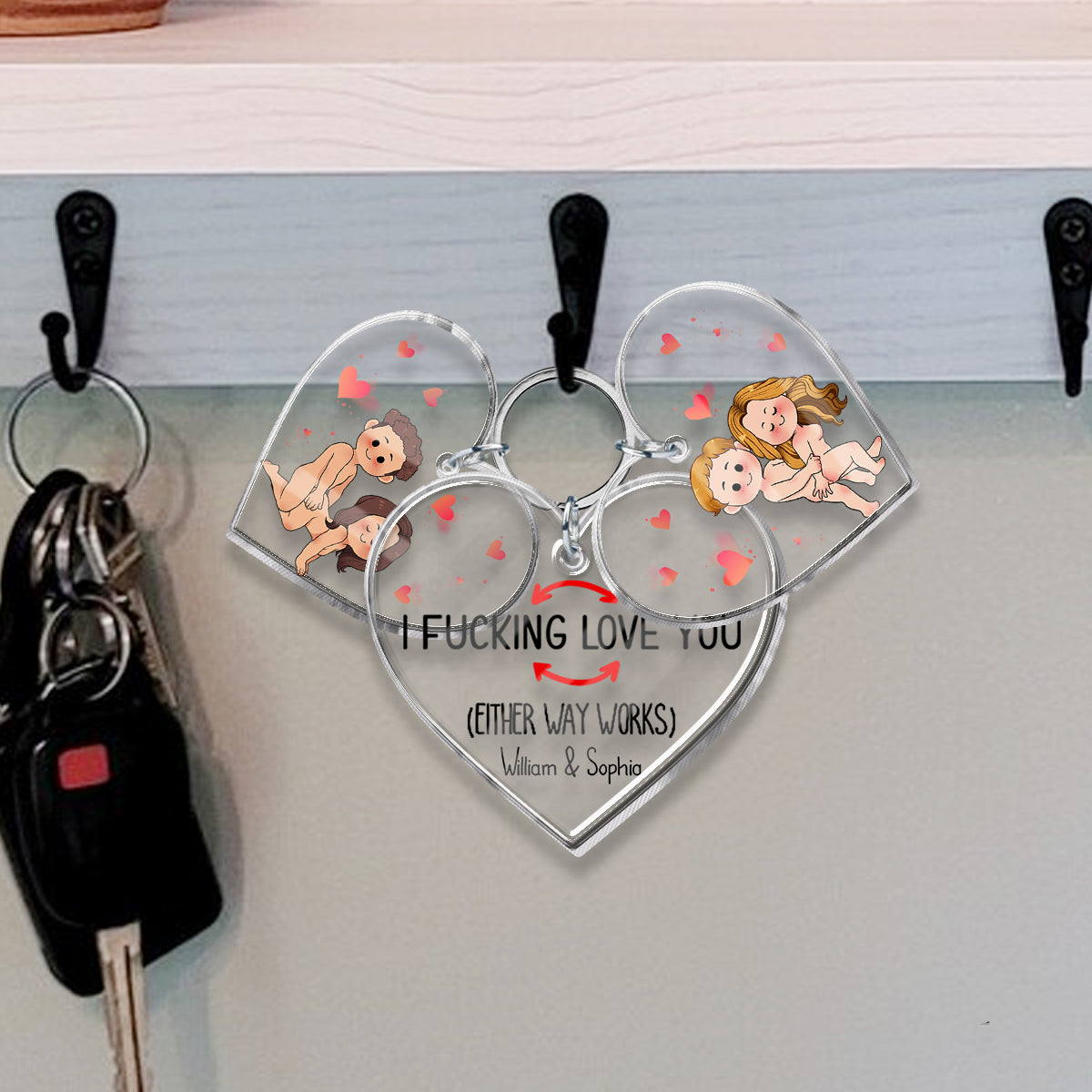 I Love You - Personalized Couple Keychain with Charms