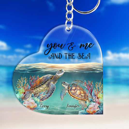 You & Me And The Sea - Personalized Turtle Keychain