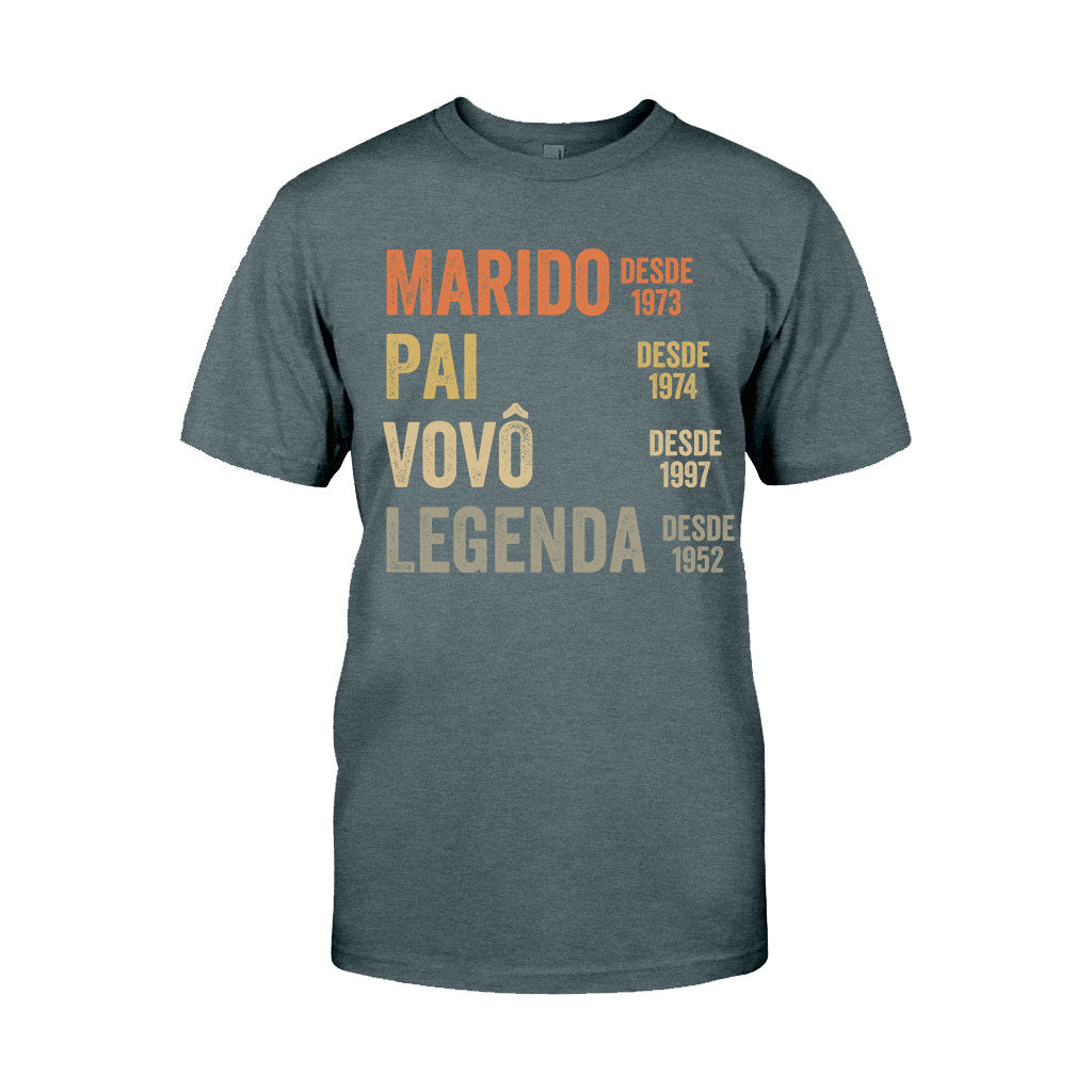 Marido Pai Vovô Legenda Desde – Personalisiertes Opa-T-Shirt und Kapuzenpullover