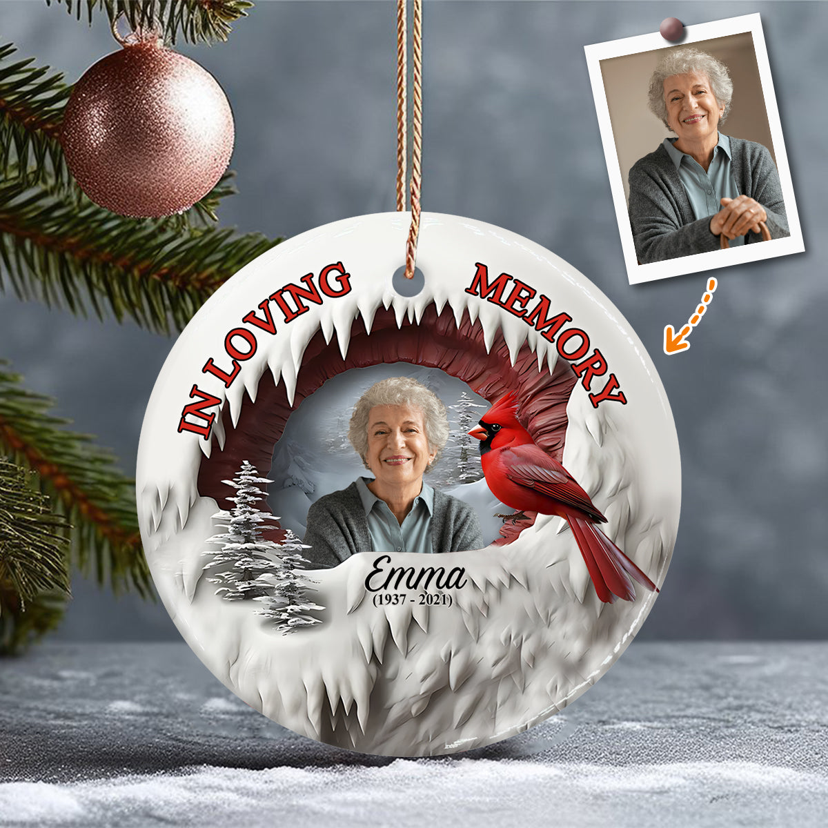 Always In My Heart - Personalized Memorial Ceramic Circle Ornament