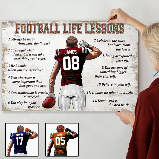 Football Life Lessons - Personalized Football Canvas And Poster