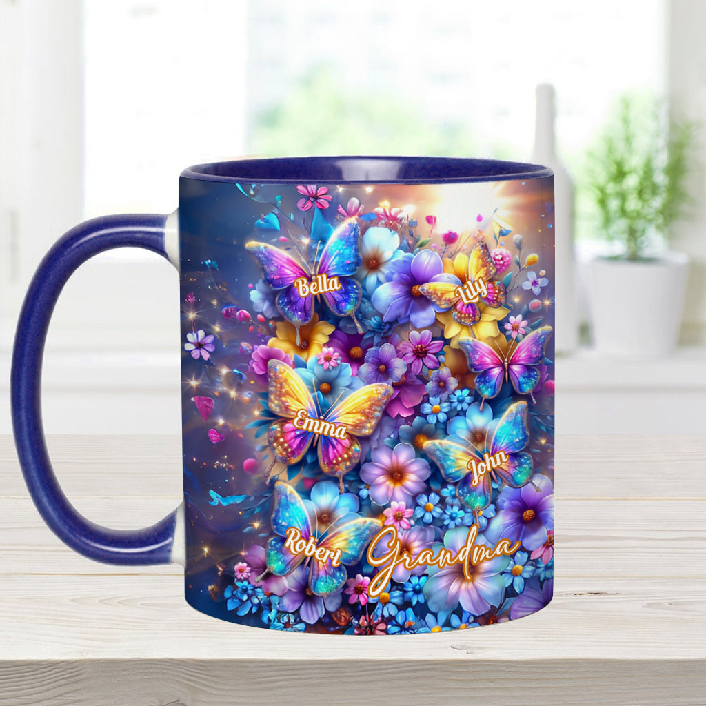 Love Being Called Grandma Colorful Butterfly - Personalized Grandma Accent Mug