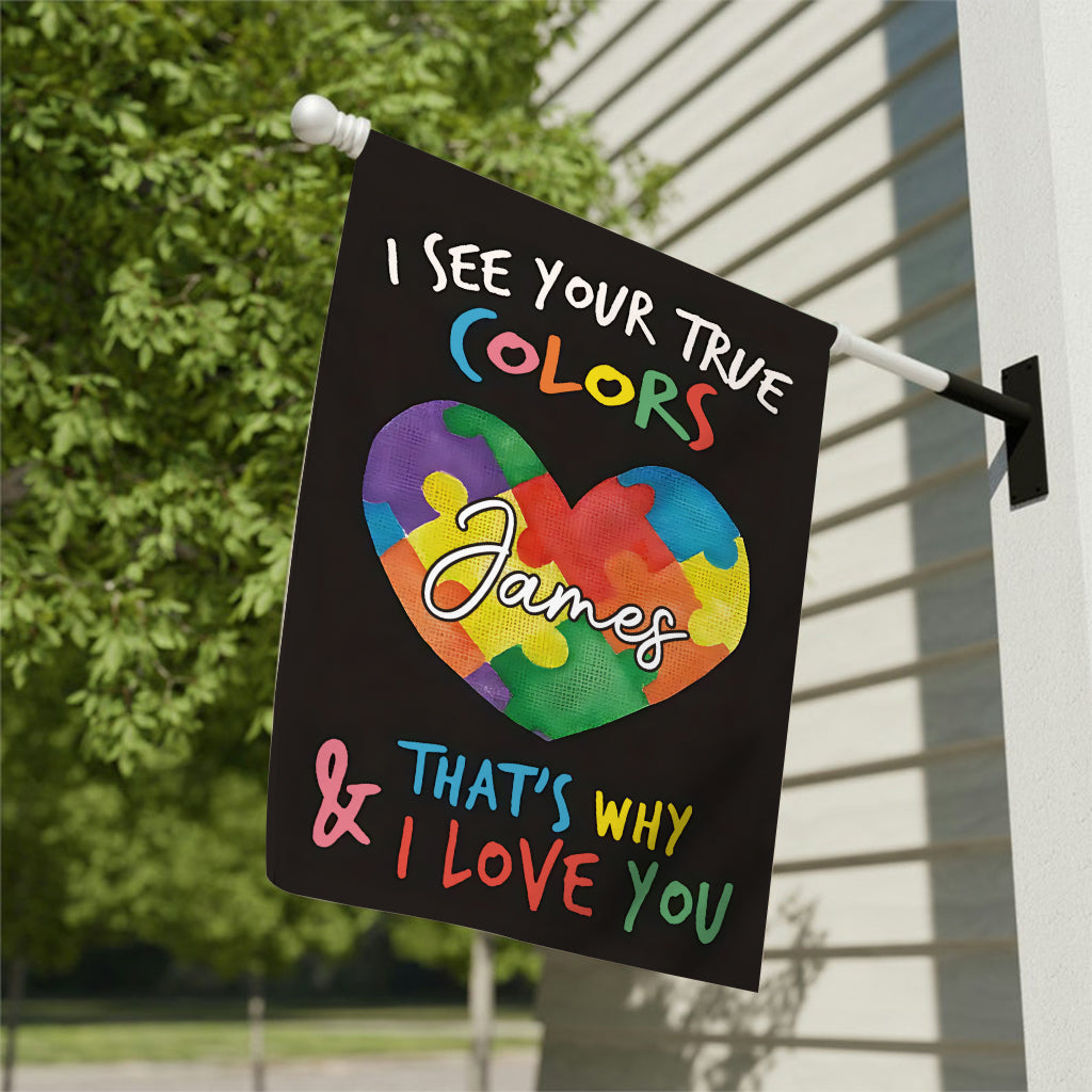 Ich sehe deine wahren Farben - Personalisierte Gartenflagge zur Sensibilisierung für Autismus