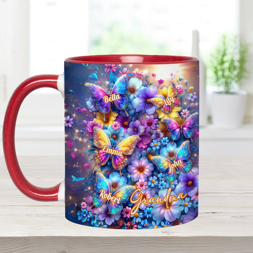 Love Being Called Grandma Colorful Butterfly - Personalized Grandma Accent Mug