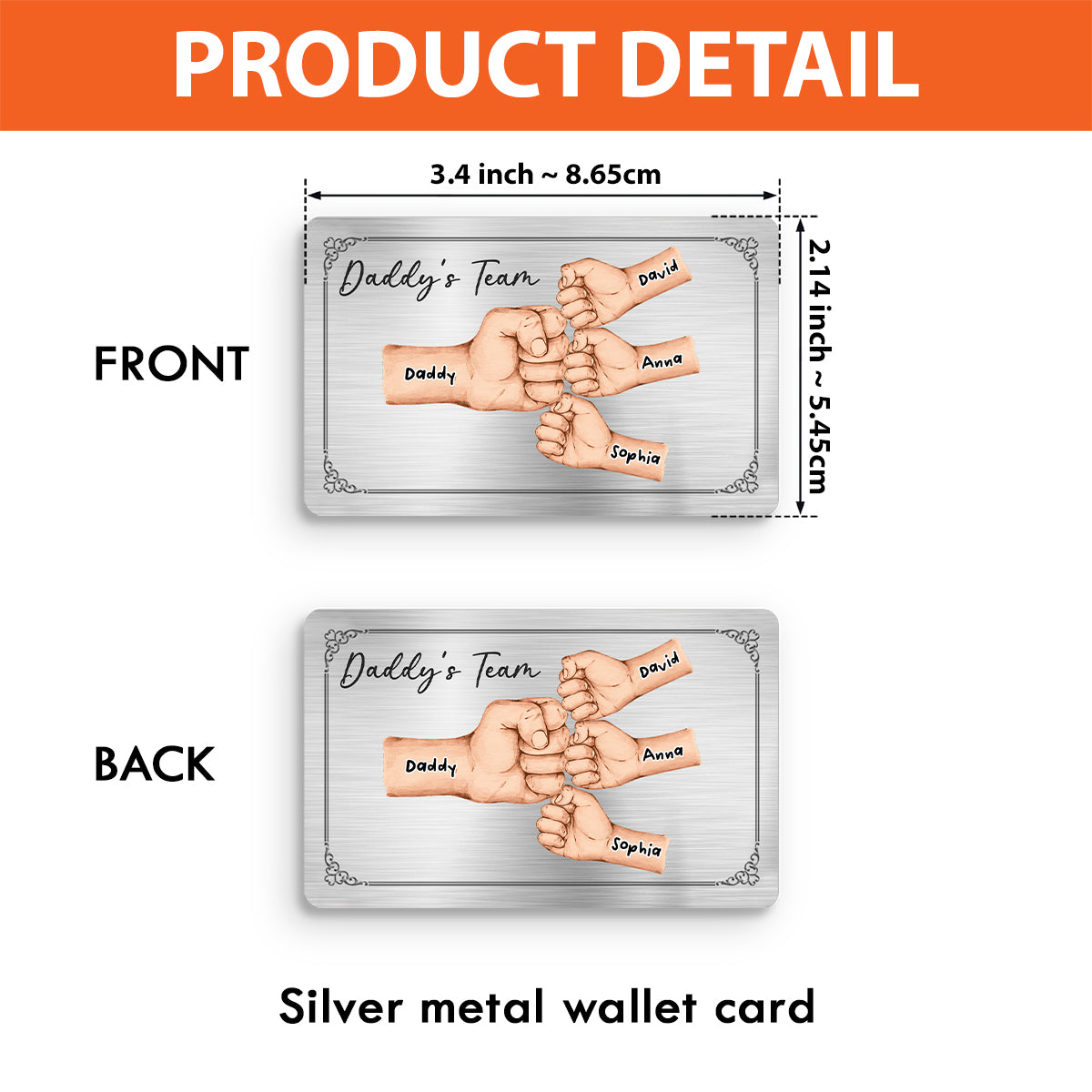 Daddy's Team - Personalized Father Wallet Insert Card