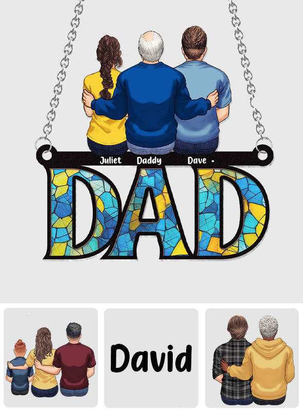 Father And Children - Personalized Father Window Hanging Suncatcher Ornament