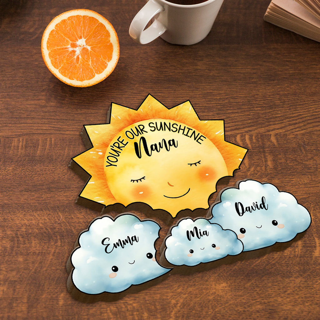 Mom You Are My Sunshine Sun And Clouds - Personalized Mother Shaped Wooden Puzzle