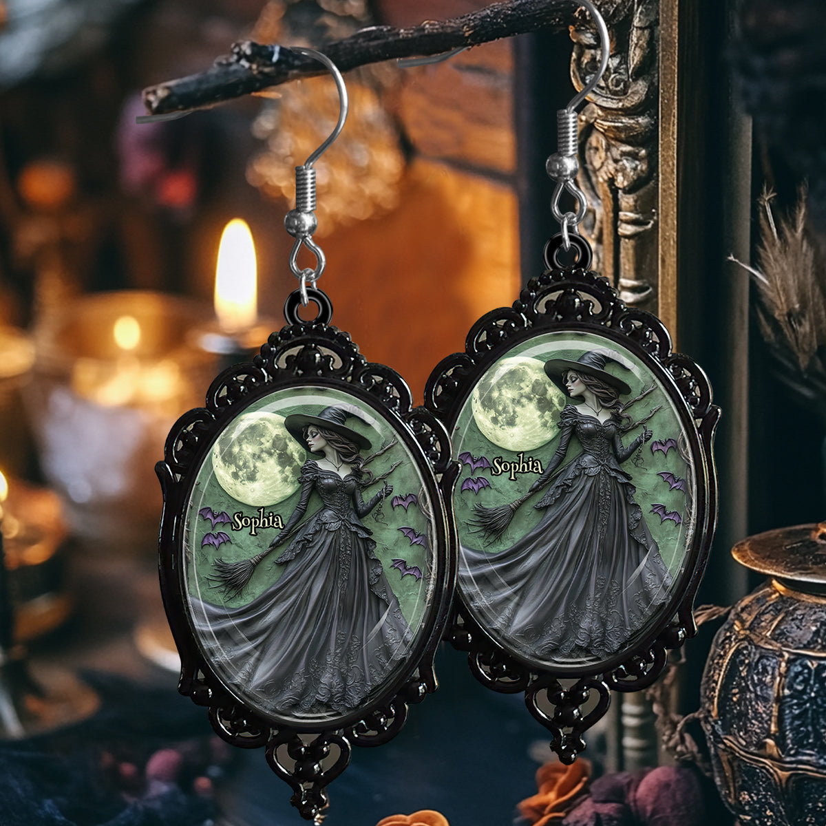 Mysterious Witch - Personalized Witch Transparent Earrings