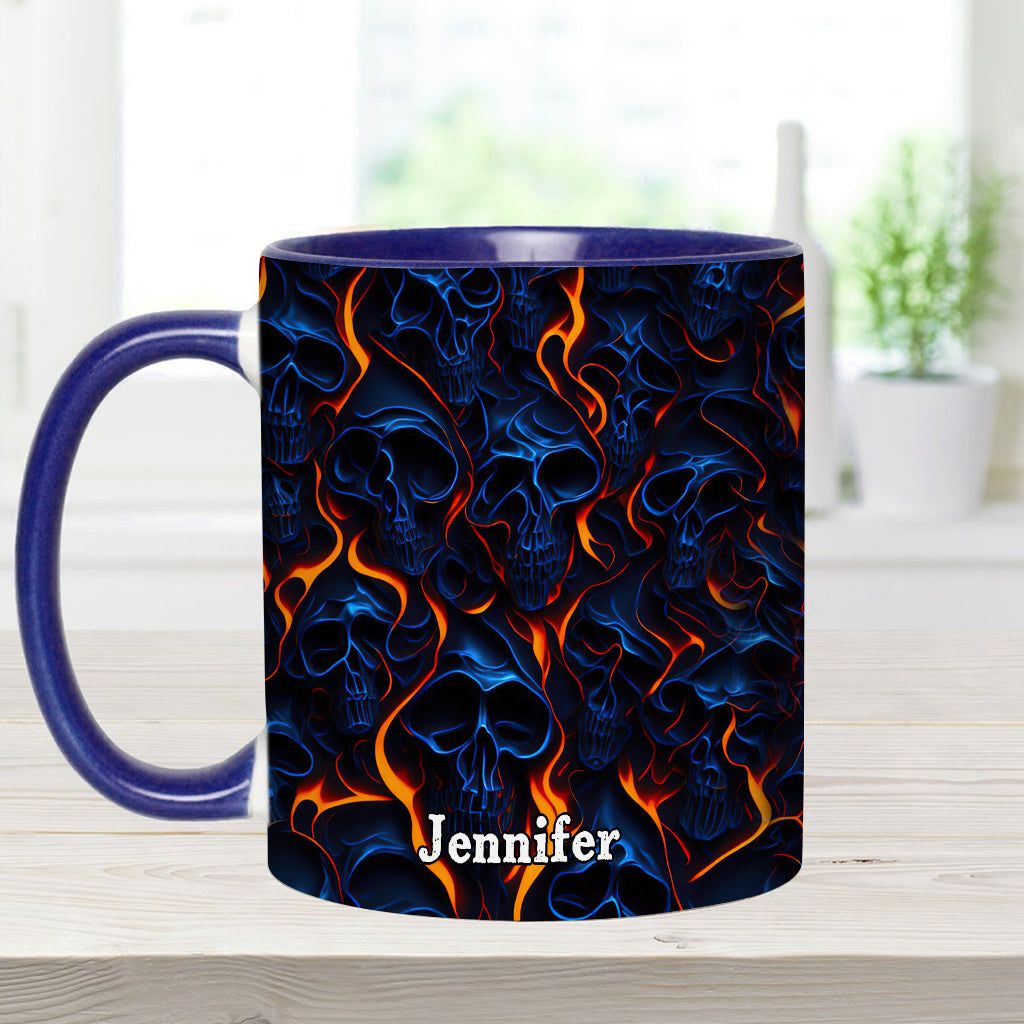 Flame Fire Skull - Personalized Skull Accent Mug