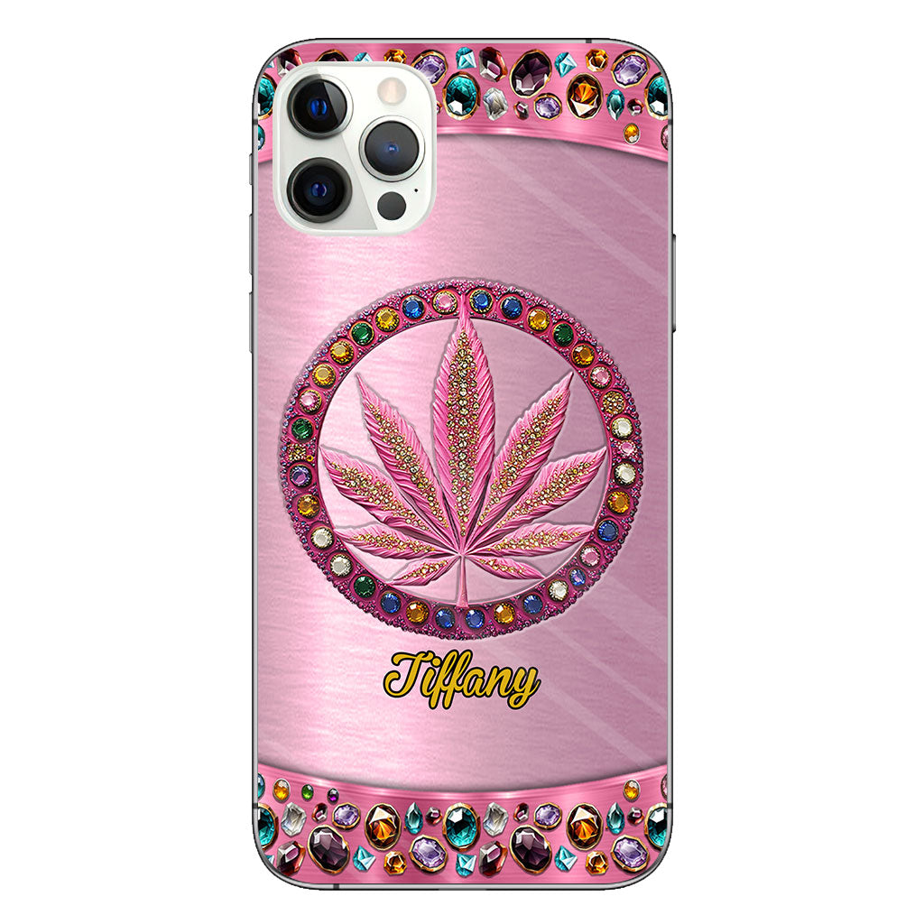 Stoner Chick – Personalisierte, durchsichtige Handyhülle mit Weed-Motiv