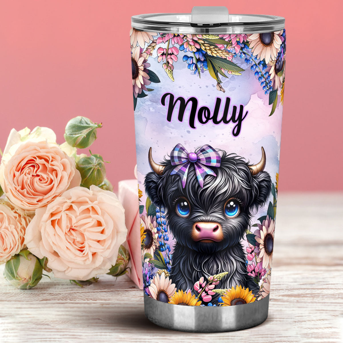 Niedliche kleine Hochlandkuh - Personalisierter Becher
