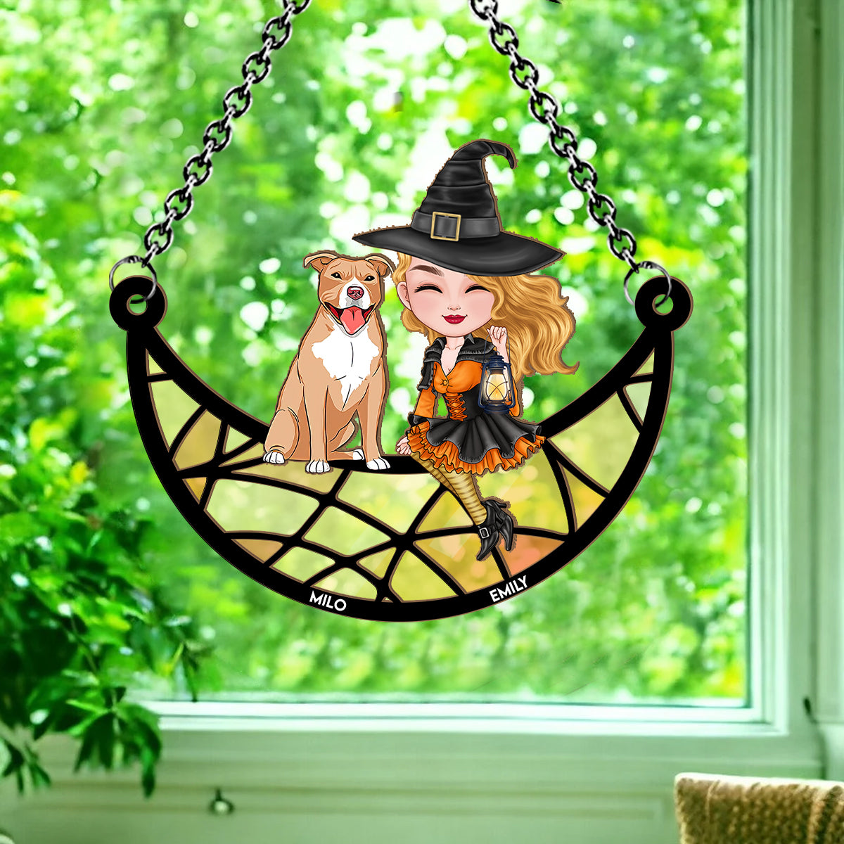 Witches - Personalized Witch 2 Layered Window Hanging Suncatcher